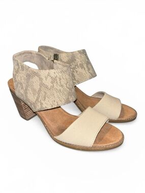 Toms Majorca Block Heel Sandal in Natural Snake - Size 9.5